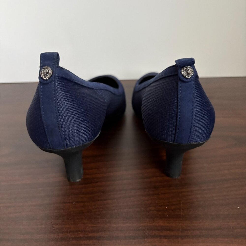Anne Klein iFlex Reva Women's Navy Mesh Kitten Heel Pump Size 10 - Picture 3 of 6